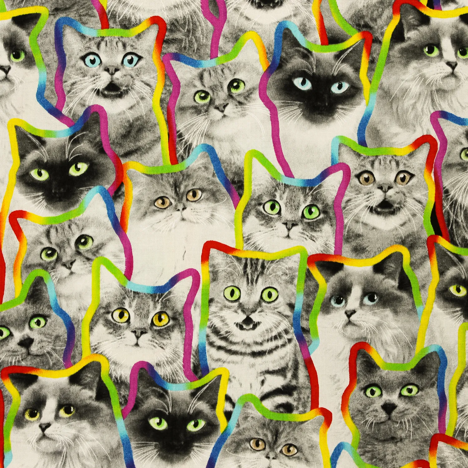 Katoen grijs met katten